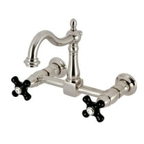 Kingston Brass KS1268PKX Duchess Double-Handle Wall-Mount Bridge Kitchen Faucet, Brushed Nickel