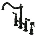 thumbnail image 1 of Kingston Brass KS1270PKLBS Duchess Bridge Kitchen Faucet with Brass Side Sprayer, Matte Black, 1 of 7