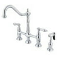 thumbnail image 1 of Kingston Brass KS1271ALBS Heritage Bridge Kitchen Faucet with Brass Sprayer, Polished Chrome, 1 of 2
