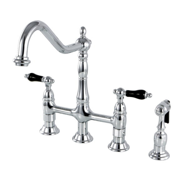 Kingston Brass KS1271PKXBS Duchess Bridge Kitchen Faucet with Brass Sprayer, Polished Chrome