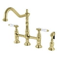 thumbnail image 1 of Kingston Brass KS1272BPLBS Bel-Air Bridge Kitchen Faucet with Brass Sprayer, Polished Brass, 1 of 6