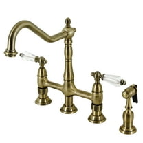 Kingston Brass KS1273WLLBS Wilshire Bridge Kitchen Faucet with Brass Side Sprayer, Antique Brass
