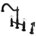 thumbnail image 1 of Kingston Brass KS1275PXBS Heritage Bridge Kitchen Faucet with Brass Sprayer, Oil Rubbed Bronze, 1 of 2