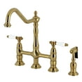 thumbnail image 1 of Kingston Brass KS1277BPLBS Bel-Air Bridge Kitchen Faucet with Brass Side Sprayer, Brushed Brass, 1 of 6