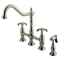 thumbnail image 1 of Kingston Brass KS1278TXBS French Country Bridge Kitchen Faucet with Brass Sprayer, Brushed Nickel, 1 of 2