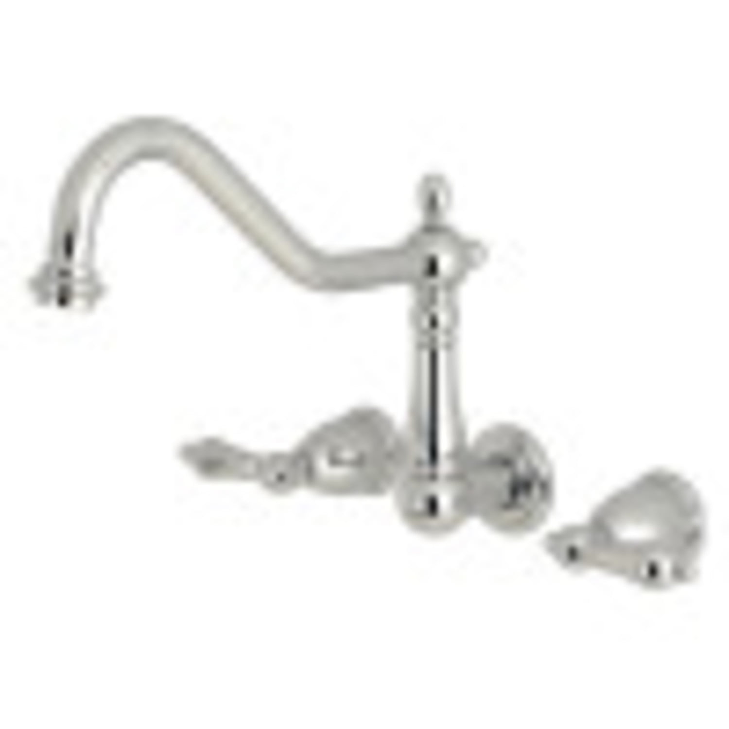 Kingston Brass KS1281AL Heritage Waschtisch-Armatur – Wandmontage, Poliertes Chrom, 2 Griffe, Tropffreie Keramikkartusche