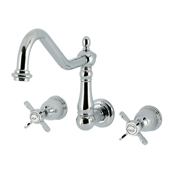 Kingston Brass KS1281BEX Essex Double-Handle Wall-Mount Kitchen Faucet, Polished Chrome