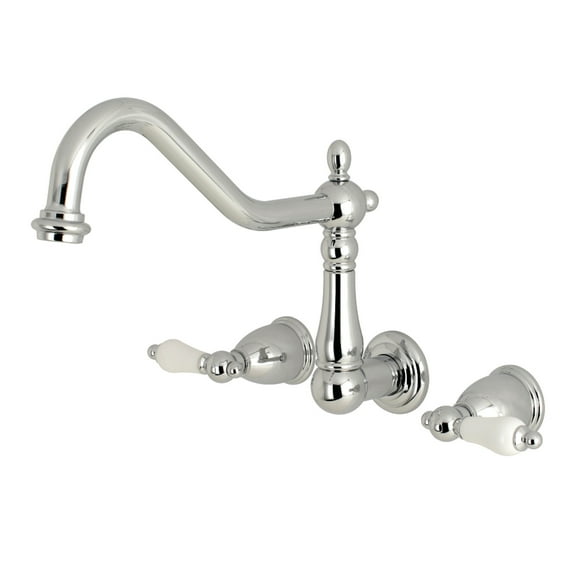 Kingston Brass KS1281PL Heritage Wall Mount Kitchen Faucet, Polished Chrome