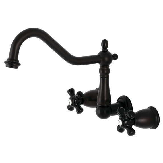 Kingston Brass KS1285PKX Duchess Double-Handle Wall-Mount Kitchen Faucet, Oil Rubbed Bronze