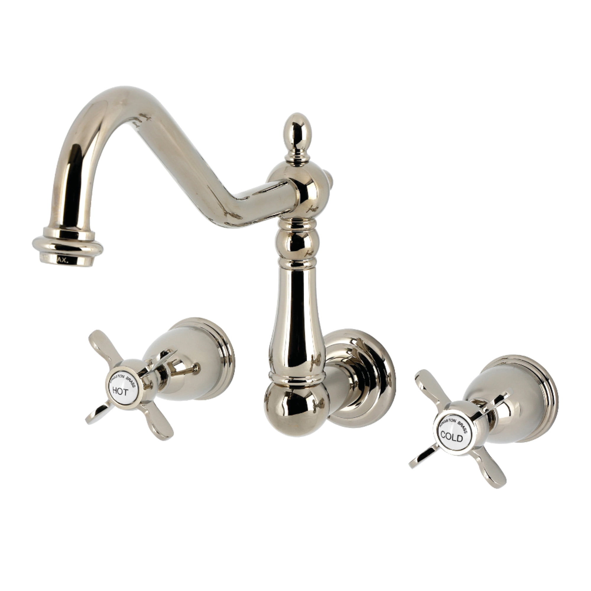 Kingston Brass KS1286BEX Essex Double-Handle Wall-Mount Kitchen Faucet, Polished Nickel