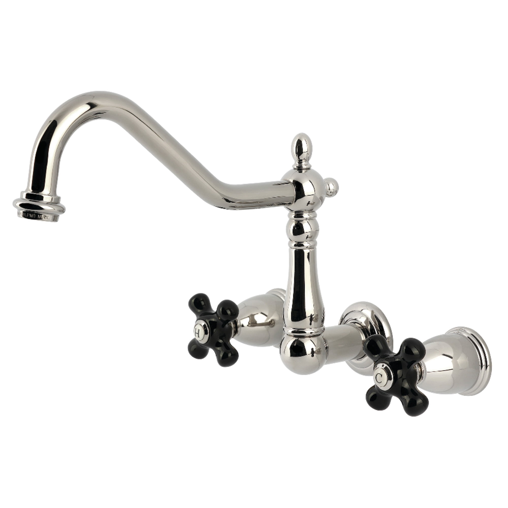 Kingston Brass KS1286PKX Duchess Double-Handle Wall-Mount Kitchen Faucet, Polished Nickel