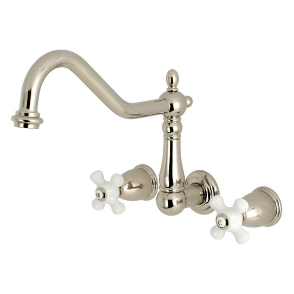 Kingston Brass KS1286PX Heritage Wall Mount Kitchen Faucet, Polished Nickel