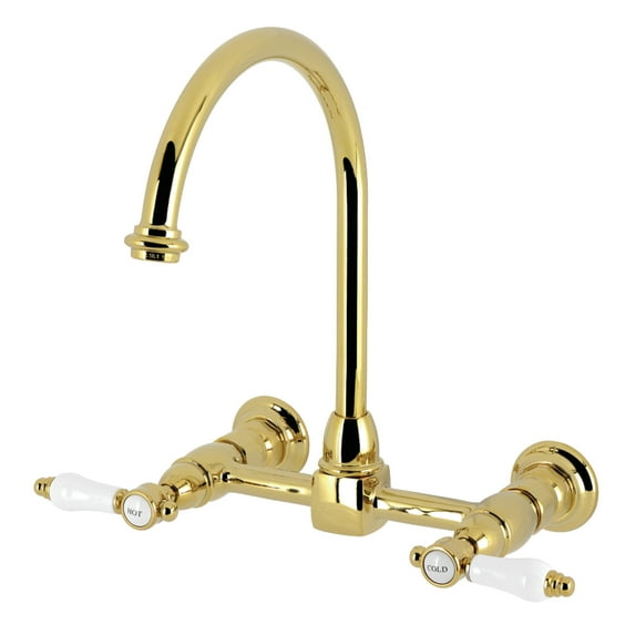 Kingston Brass Bel-Air KS1292BPL Polished Brass Bridge Kitchen Faucet