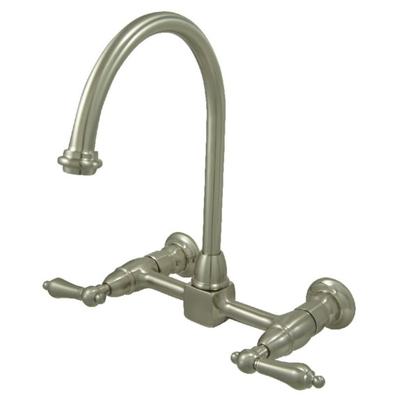 Kingston Brass KS1298AL Restoration Wall Mount Bridge Kitchen Faucet, Brushed Nickel
