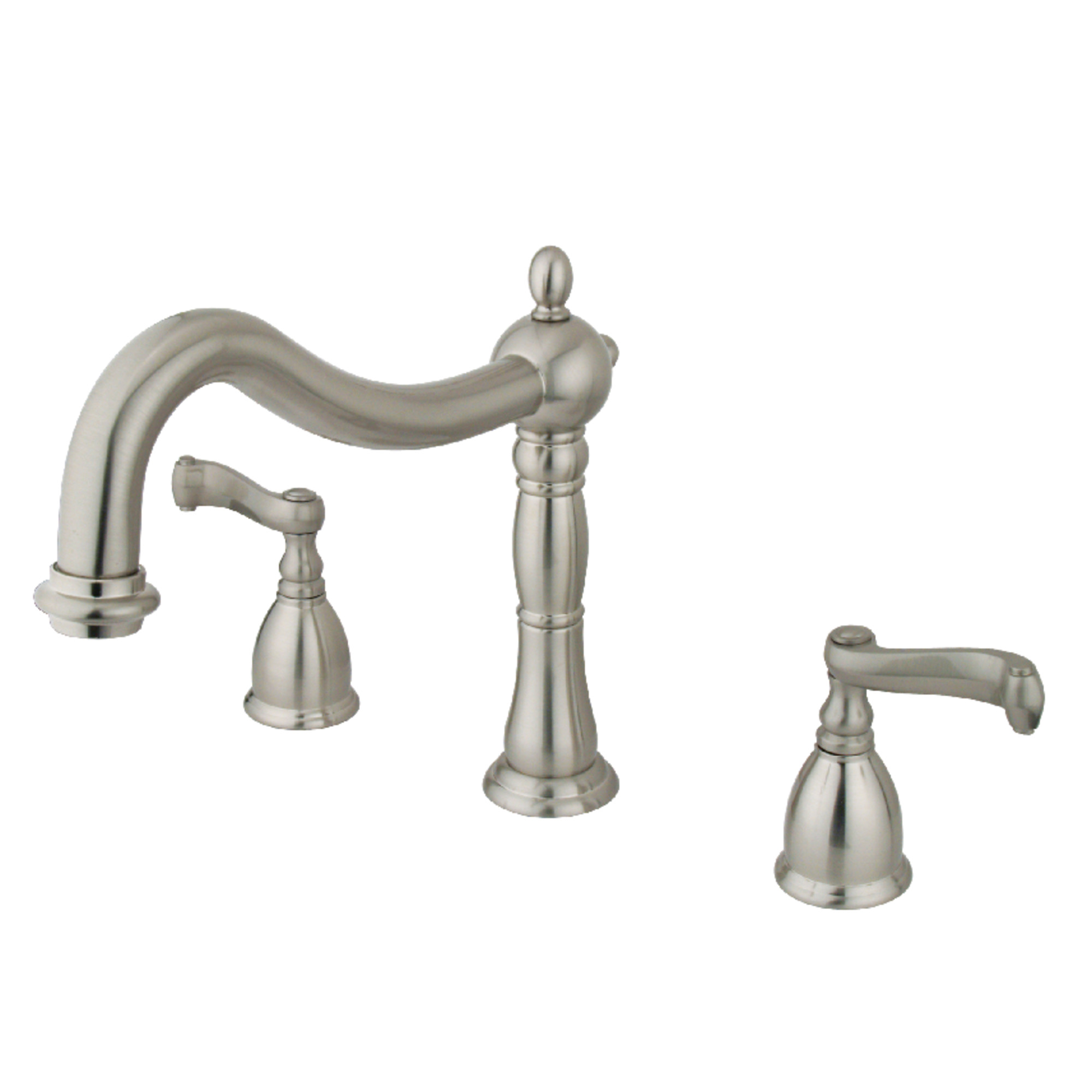 Kingston Brass KS1348FL Heritage Two-Handle Deck Mount Roman Tub Faucet, Brushed Nickel