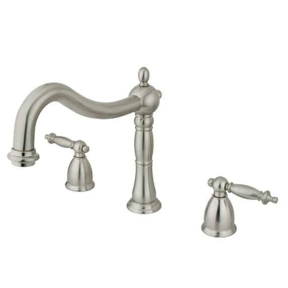 Kingston Brass KS1348TL Heritage Two-Handle Deck Mount Roman Tub Faucet, Brushed Nickel