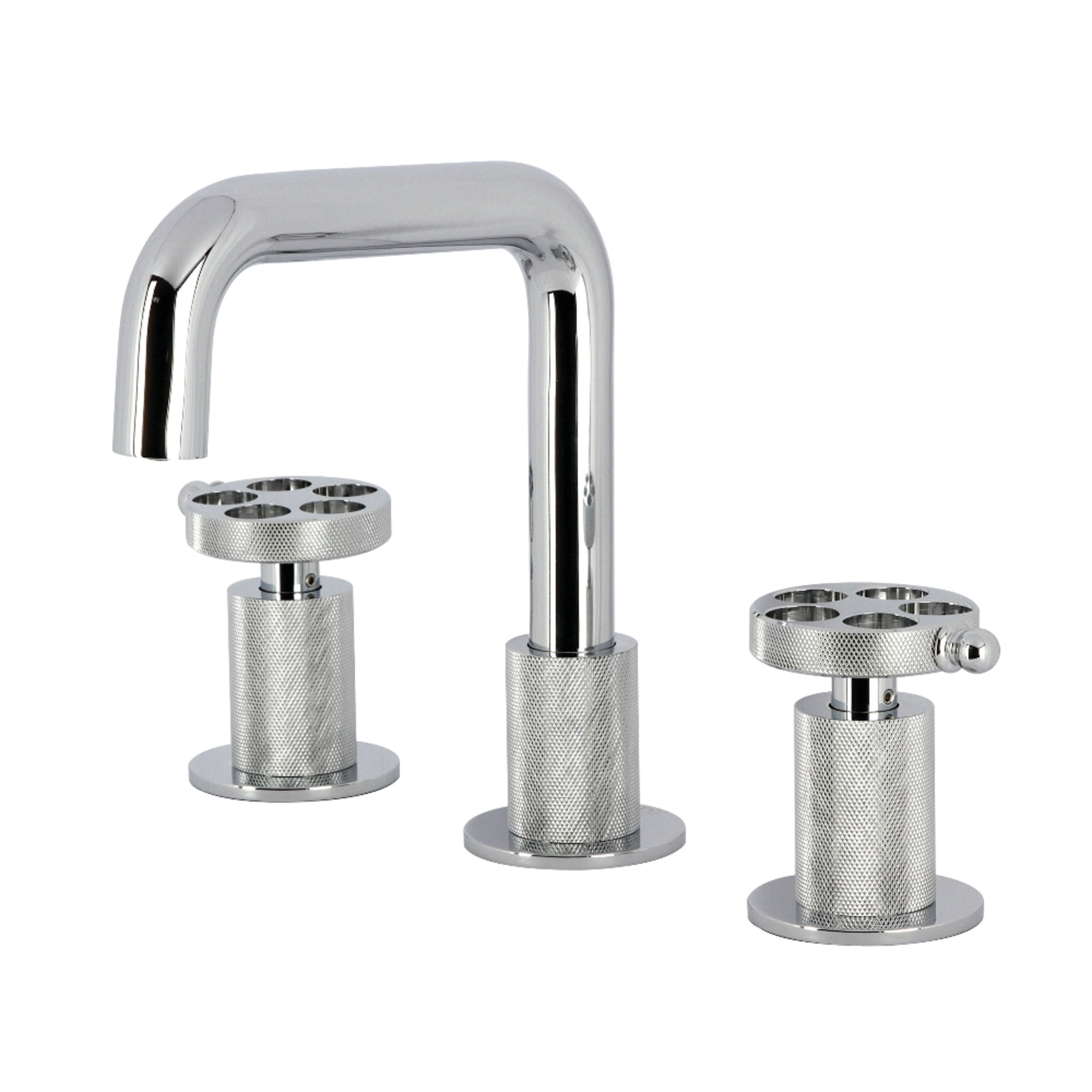 Kingston Brass KS1411RKZ Wendell Widespread Bathroom Faucet with Knurled Handle and Push Pop-Up Drain, Polished Chrome