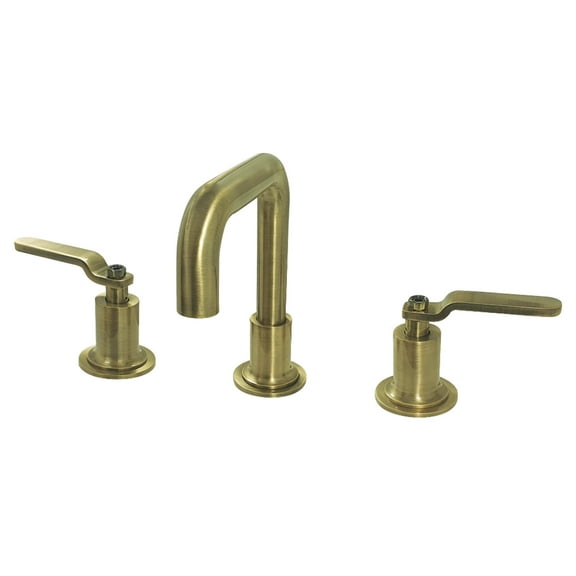 Kingston Brass KS142KLAB Whitaker Widespread Bathroom Faucet with Push Pop-Up Drain, Antique Brass