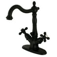 thumbnail image 1 of Kingston Brass KS1430AX Heritage Two-Handle Bathroom Faucet with Brass Pop-Up and Cover Plate, Matte Black, 1 of 2