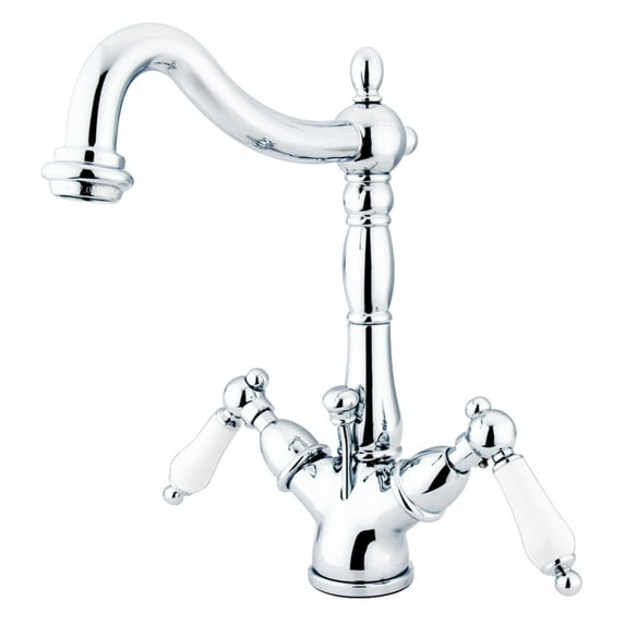 Kingston Brass KS1431PL Heritage Two-Handle Bathroom Faucet with Brass Pop-Up and Cover Plate, Polished Chrome