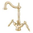 thumbnail image 1 of Kingston Brass KS1432TL Heritage Two-Handle Bathroom Faucet with Brass Pop-Up and Cover Plate, Polished Brass, 1 of 2