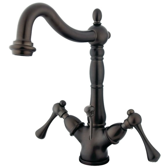 Kingston Brass KS1435BL Heritage Two-Handle Bathroom Faucet with Brass Pop-Up and Cover Plate, Oil Rubbed Bronze