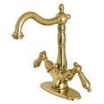 thumbnail image 1 of Kingston Brass KS1437AL Heritage Two-Handle Bathroom Faucet with Brass Pop-Up and Cover Plate, Brushed Brass, 1 of 5