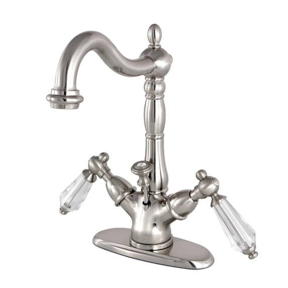 Kingston Brass KS1438WLL Wilshire Two-Handle Bathroom Faucet with Brass Pop-Up and Cover Plate, Brushed Nickel