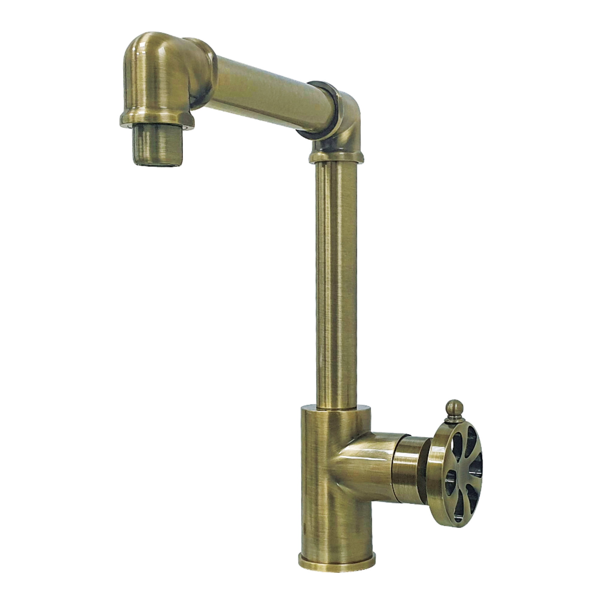Kingston Brass KS144RXAB Belknap One-Handle Single-Hole Bathroom Faucet with Push Pop-Up Drain, Antique Brass