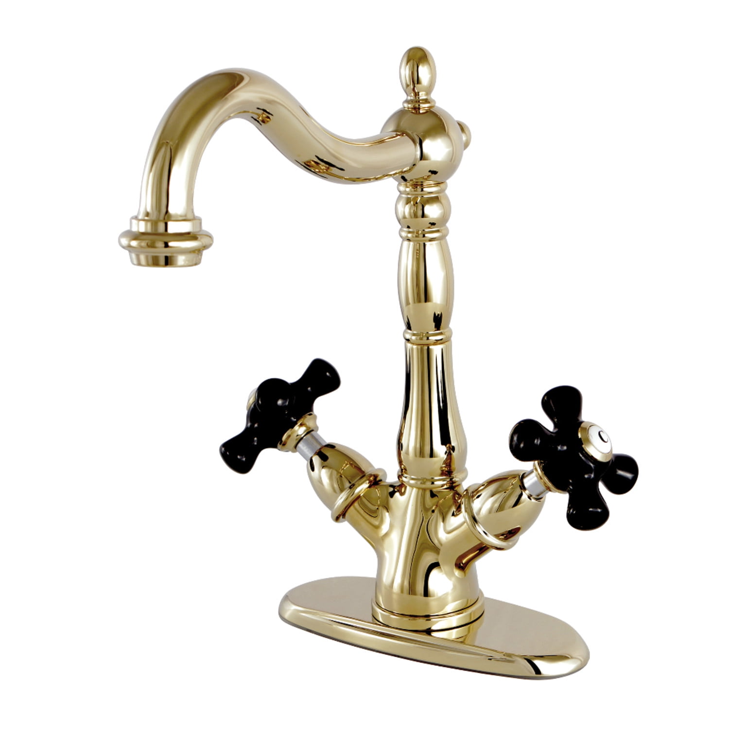 Kingston Brass KS1492PKX Duchess Vessel Mount Bathroom Faucet, Polished Brass