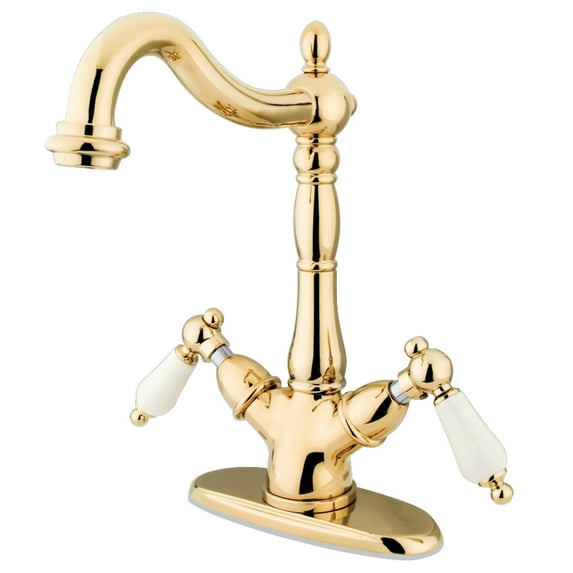 Kingston Brass KS1492PL Vessel Mount Bathroom Faucet, Polished Brass