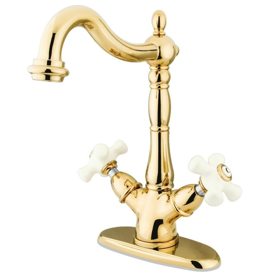 Kingston Brass KS1492PX Vessel Mount Bathroom Faucet, Polished Brass