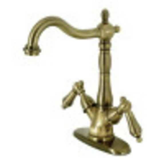Kingston Brass KS1493AL Heritage 2-Handle Vessel Standard Mount Bathroom Faucet, Antique Brass