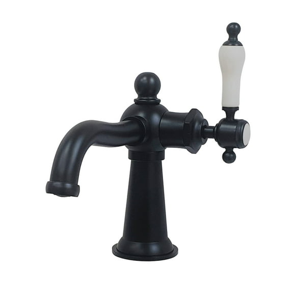 Kingston Brass KS154KLMB Nautical One-Handle Single-Hole Bathroom Faucet with Push Pop-Up Drain, Matte Black