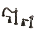 thumbnail image 1 of Kingston Brass KS1795ALBS Heritage Double-Handle 4-Hole Widespread Kitchen Faucet with Brass Sprayer in Oil Rubbed Bronze, 1 of 5