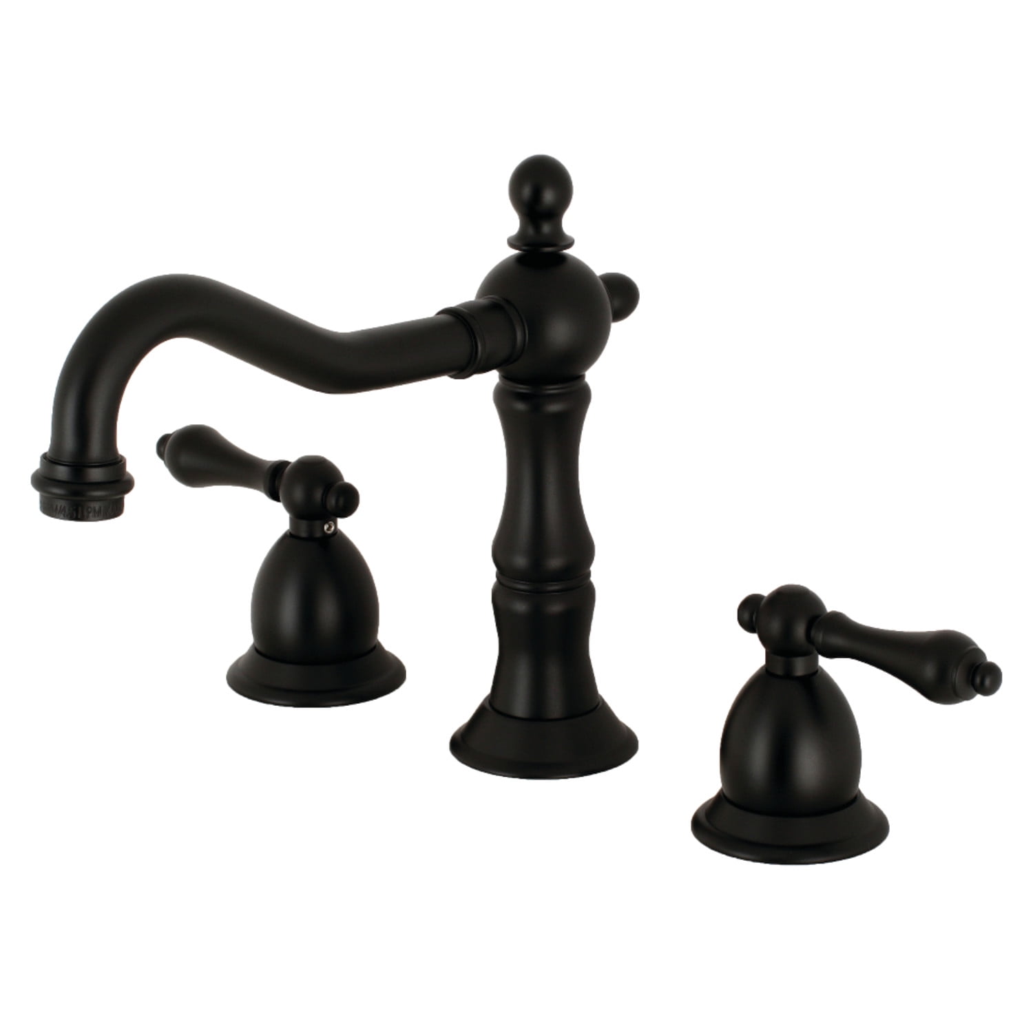 Heritage Matte Black 8-inch Widespread Brass Bathroom Faucet
