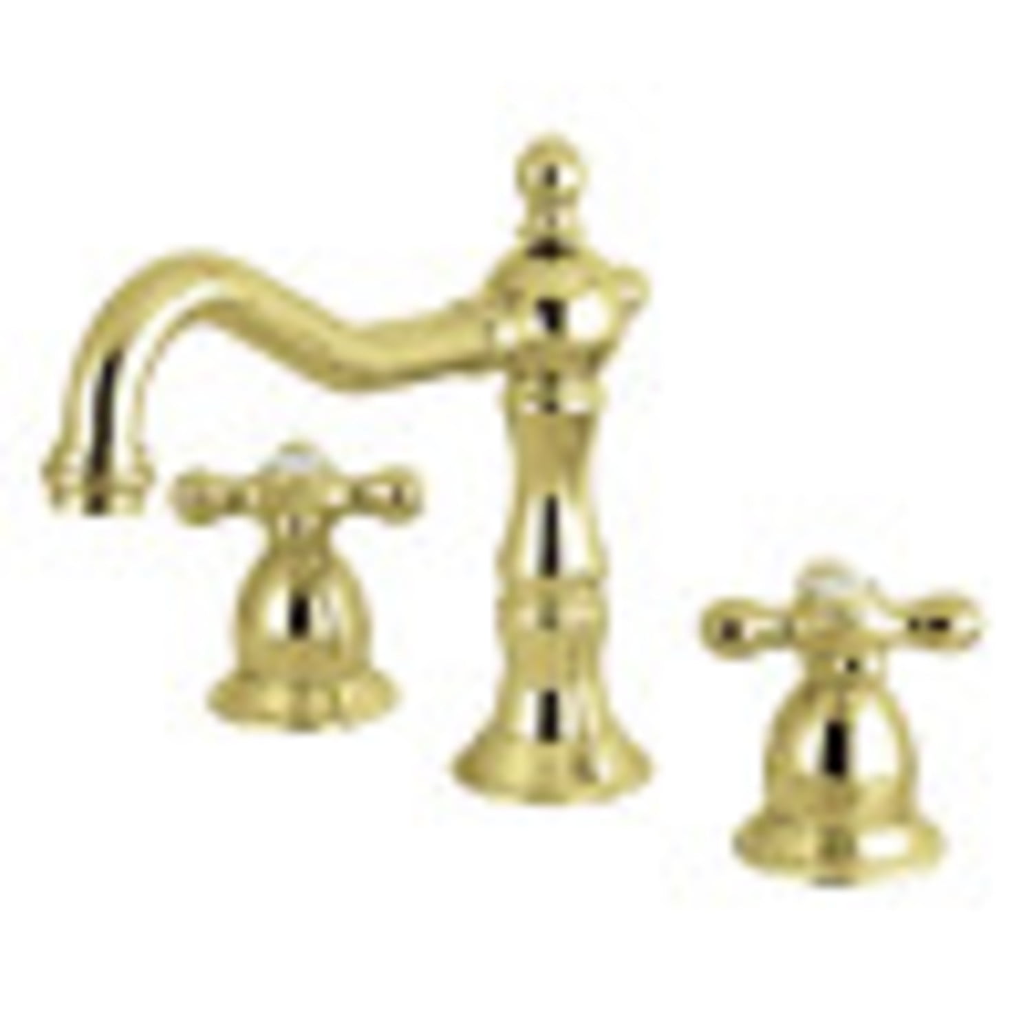 Polished Brass 8-Inch Widespread Bathroom Faucet with Cross Handles