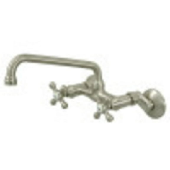 Kingston Brass KS200SN Two-Handle Adjustable Center Wall Mount Kitchen Faucet, Brushed Nickel