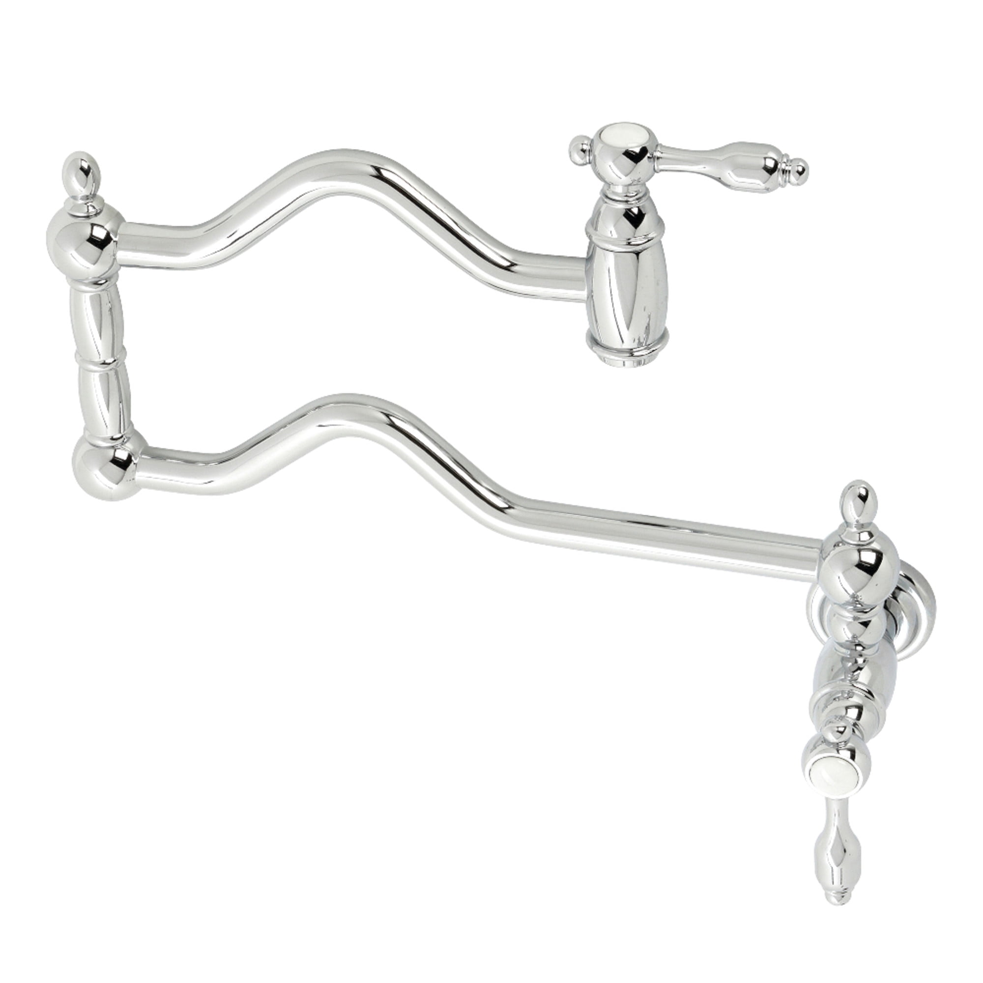 Kingston Brass KS2101TAL Tudor Two-Handle 1-Hole Wall Mount Pot Filler Faucet in Polished Chrome