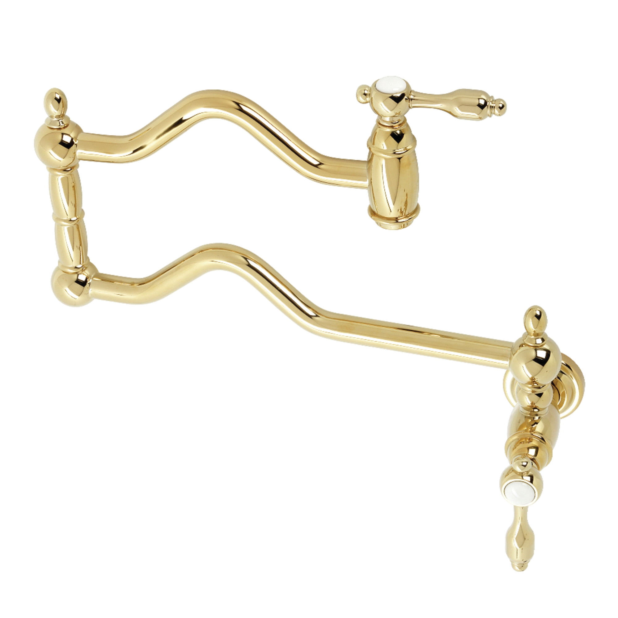 Kingston Brass KS2102TAL Tudor Two-Handle 1-Hole Wall Mount Pot Filler Faucet in Polished Brass