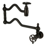 Kingston Brass KS2105RKX Webb Wall Mount Pot Filler Faucet with Knurled Handle, Oil Rubbed Bronze