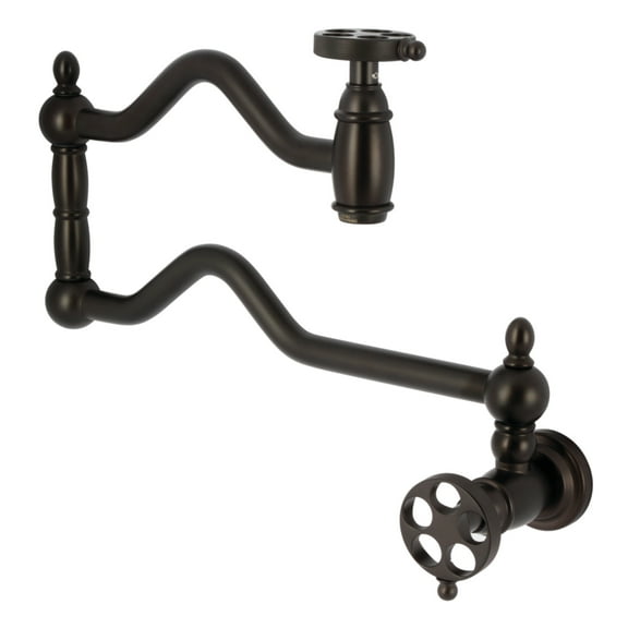 Kingston Brass KS2105RKZ Wendell Wall Mount Pot Filler Faucet with Knurled Handle, Oil Rubbed Bronze