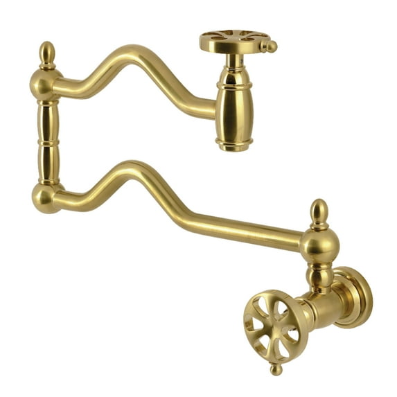 Kingston Brass KS2107RX Belknap Wall Mount Pot Filler Faucet, Brushed Brass