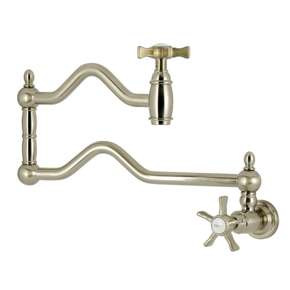 Kingston Brass KS2108NX Hamilton Two-Handle 1-Hole Wall Mount Pot Filler Faucet in Brushed Nickel