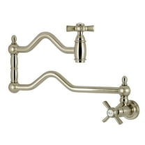 Kingston Brass KS2108ZX Millennium Two-Handle 1-Hole Wall Mount Pot Filler Faucet in Brushed Nickel