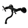 thumbnail image 1 of Kingston Brass KS2110BEX Essex Double-Handle 2-Hole Wall Mount Bathroom Faucet in Matte Black, 1 of 8