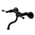 thumbnail image 1 of Kingston Brass KS2110BL Kingston Double-Handle 2-Hole Wall Mount Bathroom Faucet in Matte Black, 1 of 8
