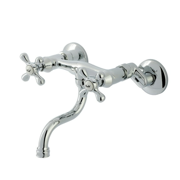 Kingston Brass KS2111AX Kingston Double-Handle 2-Hole Wall Mount Bathroom Faucet in Polished Chrome