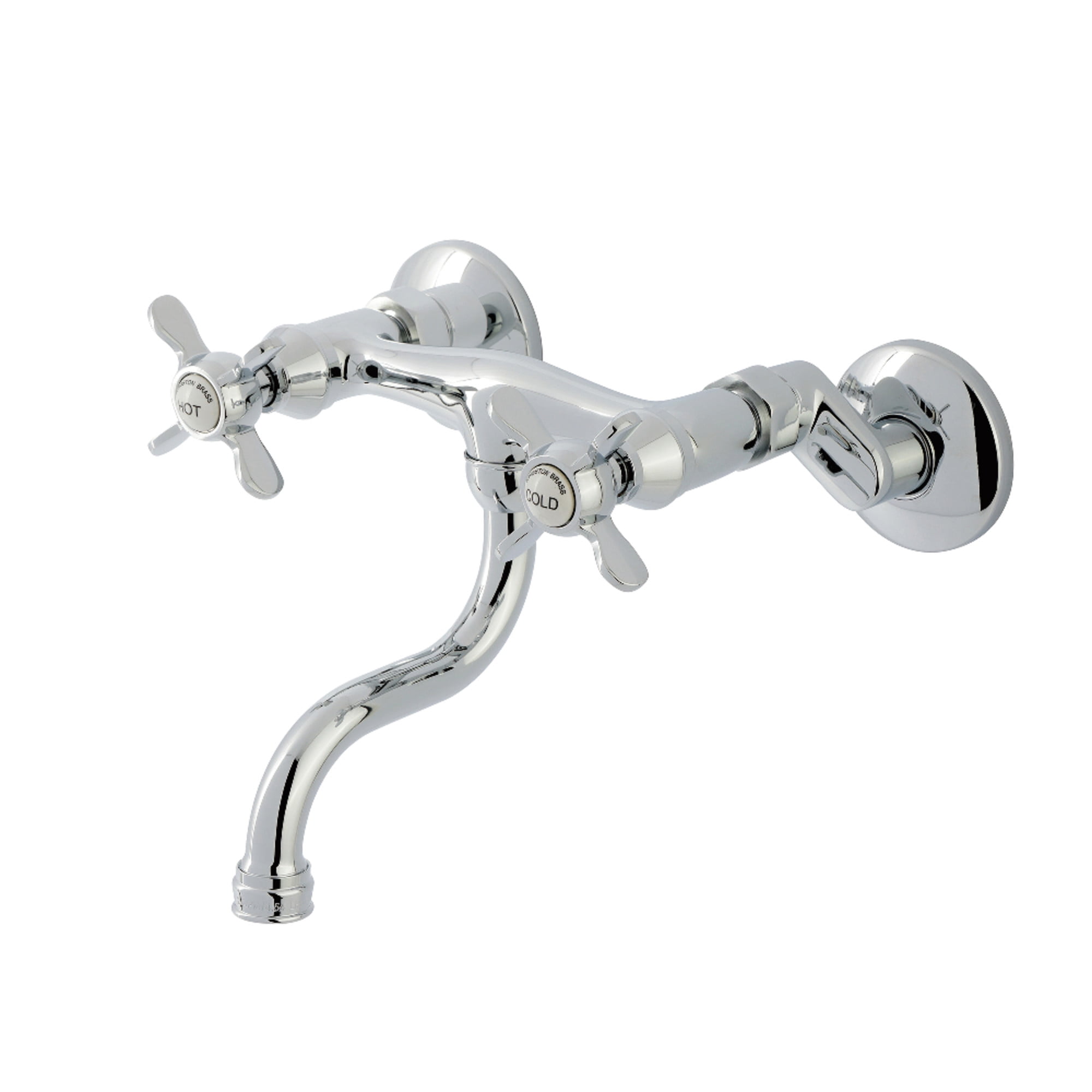 Kingston Brass KS2111BEX Essex Double-Handle 2-Hole Wall Mount Bathroom Faucet in Polished Chrome
