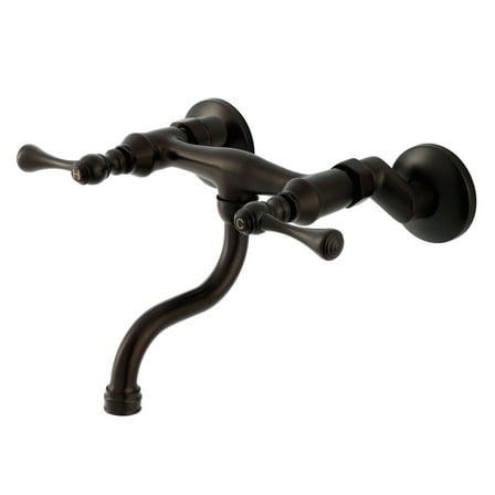 Kingston Brass KS2115BL Kingston Double-Handle 2-Hole Wall Mount Bathroom Faucet in Oil Rubbed Bronze